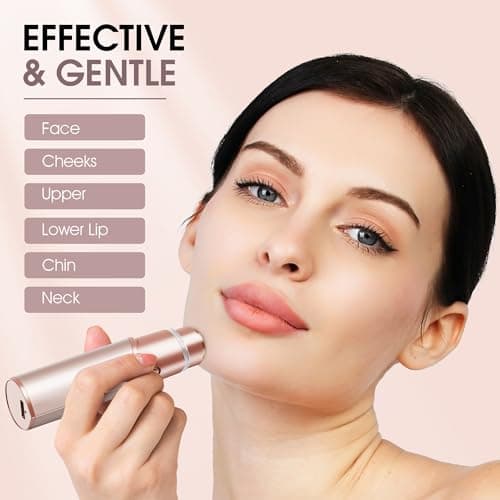 Facial Hair Removal for Women: Electric Hair Removal Device - Rechargeable Painless face Razor for Chin Upper Lip Peach Fuzz with Light (Rose Gold) — view 2