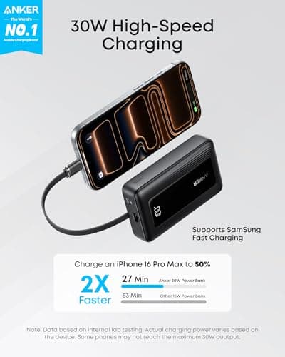 Anker Power Bank,10,000mAh 30W with USB-C Travel Essential Portable Charger — view 2