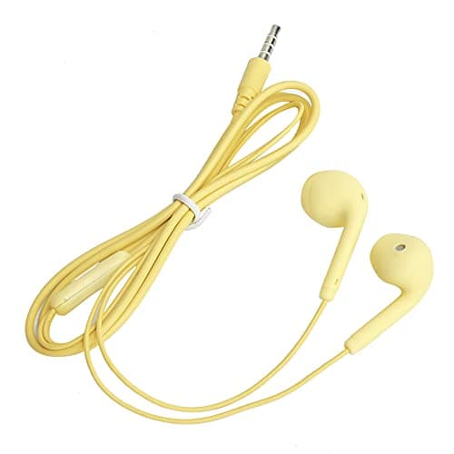Fabater Wired Earphone, Small Lightweight Ergonomic Design Super Stable Fit Comfortable Wear HiFi Sound Quality Wire Controlled Headphone, 3.5mm Plug Earphone with Wire Control Plug and (Yellow)