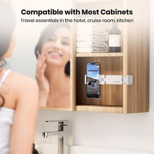 Klearlook 4 in 1 Adjustable Phone Stand - 360 Rotation Handsfree Viewing Flight Phone Holder, Foldable Travel Essentials, Accessory for Home/Office - White — view 6