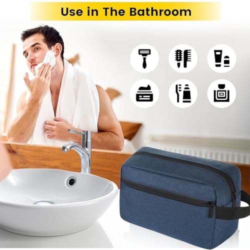 Toiletry Bag, Large Full Size Toiletry Bag, Travel Wash Bag Water-Resistant Gym Shaving Organiser Bags, Shower Bathroom Makeup Bag with Handle (Blue) — view 6