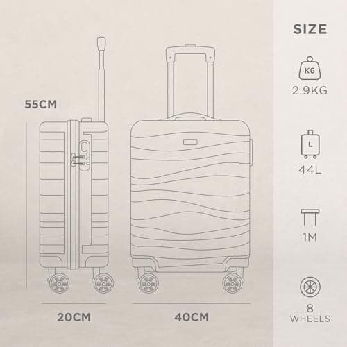 Avio Carry-On Cabin Luggage 55x40x20cm | Hard Shell Suitcase 4 Wheels — view 3