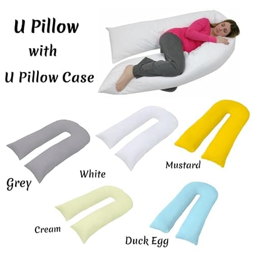ARLINENS 12ft Long U Shaped Full Body & Back Support Pillow Extra Fill With Hollow Fiber-Soft Relieve Pain Pregnancy & Leg Support Pillow with Free Pillowcase (Silver) — view 3