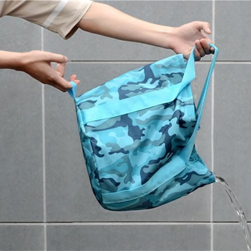Foldable Pedicure Spa Bowl, Foot Bath Massage Barrel Home Pedicure Basin for Camping Washing Fishing (Camouflage Blue) — view 5