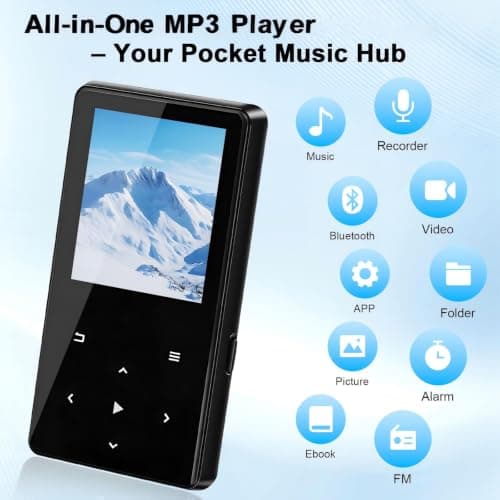 64GB MP3 Player with Bluetooth, Portable Music Player with Speaker, FM Radio, HiFi Audio, Mini Digital Audio Player with Headphones Included — view 3
