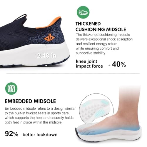Mens Trainers Slip In Free up Hands Shoes Wide Toe Box Walking Sneakers — view 6