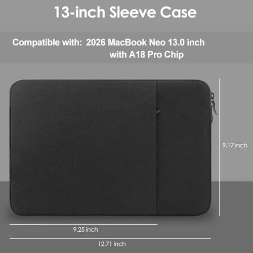 ProElife Sleeve Case for MacBook Neo 13, Water-resistant Protector (Black) — view 2