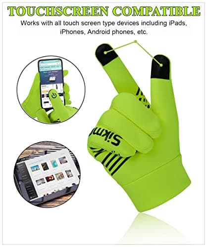 Sikma Waterproof cycling gloves Windproof Padded Softshell gloves Touchscreen Anti Slip Fleece Lined Midseason Winter Cycling Gloves Full Finger Breathable Bicycle. (Yellow Fluorescent, XL) — view 6