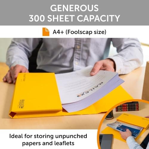 Railex Pocket Folder Foolscap Document Wallets - Gold Folders Pack of 50 for Paperwork A4 and A4+, Recycled Board File Foolscap Document Wallet, Premium Filing Folder for Office and Home — view 3