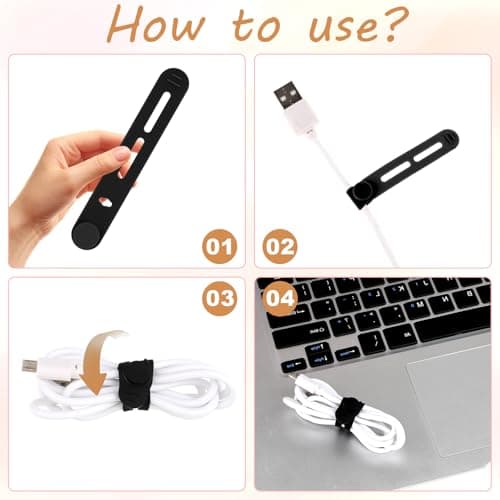 Giantree 20 Pcs Reusable Cable Ties, Silicone Adjustable Cord Organizer — view 5