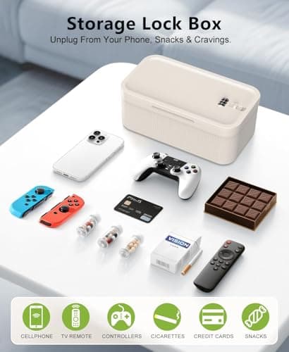 Dayear Lockable Storage Box with Combination Code (9.25"x5"x3.6"), Secure Medicine Safe, Phone lock box and fridge safe, Snack Box for Home/Office/Travel/School - BPA-Free/Beige — view 2