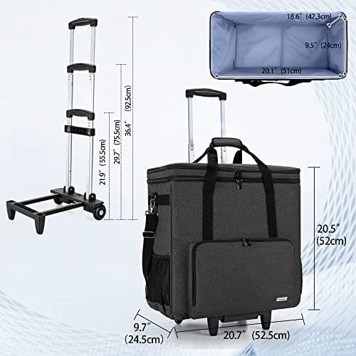 CURMIO Rolling Desktop Computer Carrying Case with Wheels, Black — view 5