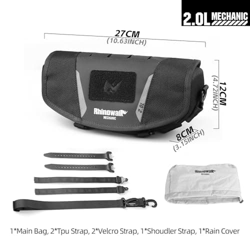 Rhinowalk Motorcycle Handlebar Bag 2L Handle Pouch with Rain Cover & Shoulder Strap, Fits ADV Enduro Touring Motorbikes — view 3