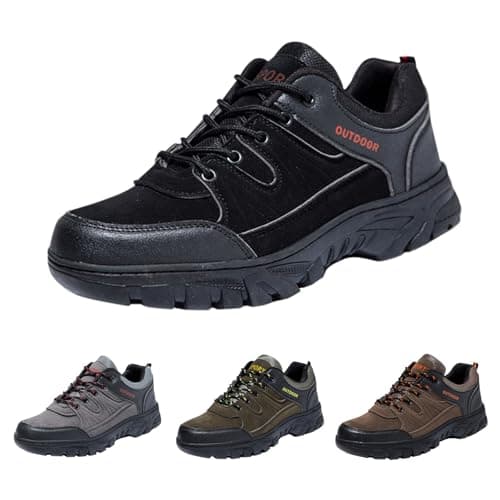 Mens Travel Trainers Mens Outdoor Hiking Shoes Low Top Trekking Shoes Breathable Trails Trainers Non-Slip Outdoor Sneakers Camping Trainer for Stability & Grip Backpacking Climbing Sneaker Black — view 5
