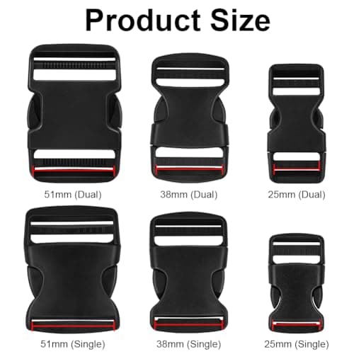 AUAUY Plastic Buckles Clips 38mm(8 Pcs), Dual Adjustable Ends — view 2