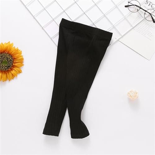 Baby Plain Leggings Toddler Cotton Ribbed Leggings Newborn Thermal Tights Baby Girls Trousers Solid Pantyhose Girls Stocking Tights Spring Winter (Black, 6-12 Months) — view 3