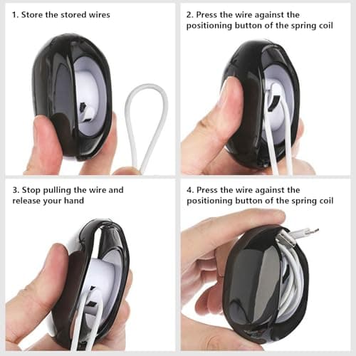Nybhyjka Automatic Cord Reel - Retractable Cable Organizer | Small Winder Case Horizontal Cord Retractor for Phone Travel Car Reader USB Home Tablet Earbuds Chargers Wire — view 6