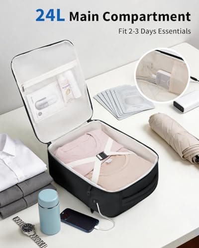 ECOHUB for Ryanair Cabin Bags 40x30x20, 24L Womens Travel Backpack Underseat Carry On Rucksack with Laptop Compartment, Recycled Water-resistant Hand Luggage Bag for Flight Overnight, Classic Black — view 3