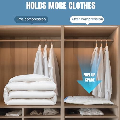 Travel Vacuum Bags with Pump, 12 Pack (3 Jumbo, 3 Large, 3 Medium, 3 Small) Reusable Space Saver Vacuum Storage Bags with Airtight Valve and Secure Double Zip, for Clothes, Pillows, Comforters — view 5