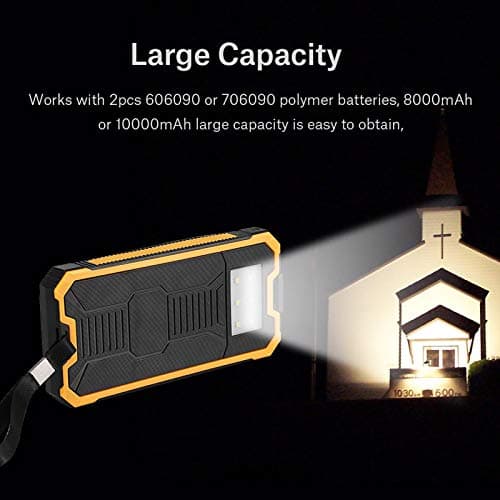 Vikye DIY Solar Power Bank Case Kit, 20000mAh Portable Solar Charger with Dual USB, Panel Power Bank Case for Outdoor, Camping, Travel, Phone Charging (Yellow) — view 4