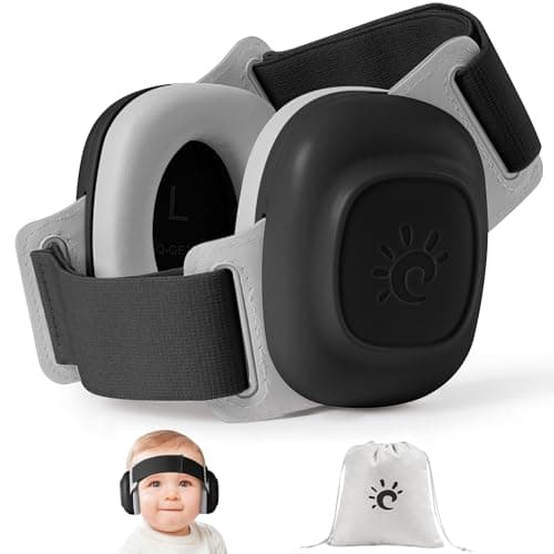 Baby Ear Defenders, Noise Reduction Earmuffs for 0-48 Months,SNR 27dB, Soft Earpads,Adjustable Headband,Comfortable Toddler Headphones Against Hearing Damage Improves Sleep,Travel Essentials (Black)