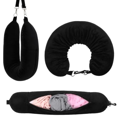 Elegaperma Neck Pillow Storage, Velvet Stuffable Travel Pillow — view 5