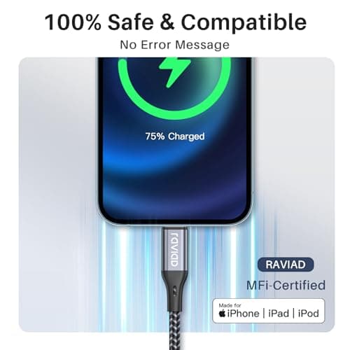 RAVIAD Short iPhone Charger Cable 15CM [MFi Certified] Lightning Cable — view 3