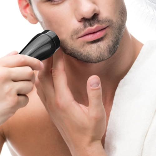 Mini Electric Shaver for Men - Pocket Size Cordless Beard Trimmer, USB Rechargeable Wet/Dry Portable Grooming Kit for Travel, Car & Camping (Black) — view 6