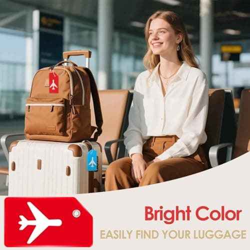 8 Pack Silicone Luggage Tag, Stainless Loop Name ID Card for Suitcases, Airplane TSA Approved Privacy Protection Travel Tags, Quick Spot Baggage Bag Identifier, Cruises Essentials Multicolor — view 6