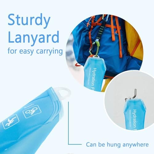 Lightweight Leakproof Soft Flask - 500ml Foldable Collapsible Water Bottle for Running Vest & Belt, BPA-Free TPU for Trail Running, Hiking, Cycling, Outdoor Sports (Blue) — view 5