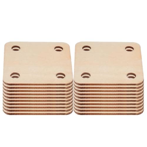 KICHOUSE 72pcs Wooden Weaving Cards Square and 4 Hole for Beginners