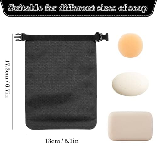 Anseom Waterproof Travel Soap Bag, Portable Sealing Foaming Mesh Bag, Leakproof Soap Bar Case Breathable Pouch for Camping Outdoor (Black) — view 2