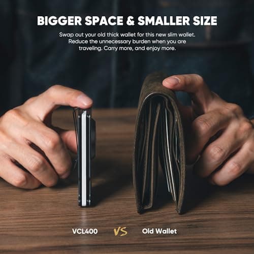 VULKIT Credit Card Holder with Money Clip Slim Aluminum Metal Wallet with Airtag Holder RFID Blocking Card Holder Wallet for Men — view 4