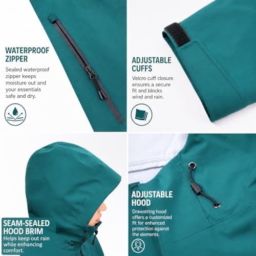 Women's 20000mm Waterproof Rain Jacket Lightweight Packable Hooded Raincoat — view 6