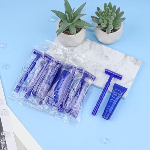 30Pack Travel Razor with Shaving Cream, 0.34oz Smooth Shaving Cream for Men, Disposable Double Blade Razor Suitable for Travel, Business, Guests, Hotels, Charity (Blue) — view 3