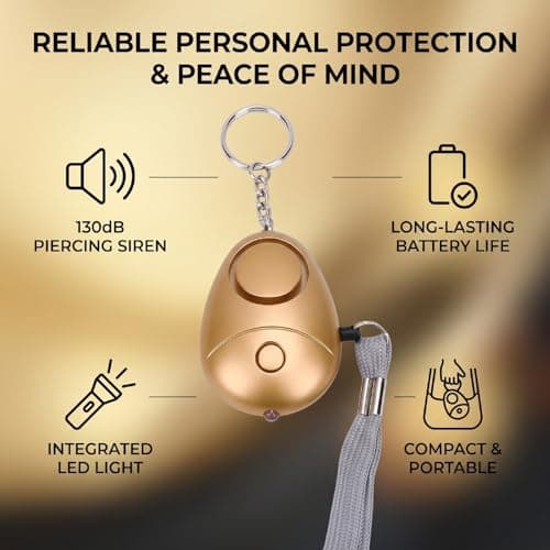 Tosuny Personal Security Alarm 130dB Emergency Self Defense (Gold) — view 3