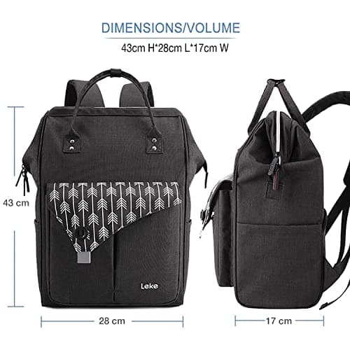 Lekesky Laptop Backpack 15.6 Inch Laptop Rucksack Bag for Womens Backpack for Work Business Travel School College, Black — view 4