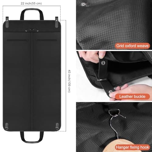 Univivi Suit Bags for Men, Garment Bag for Travel, 43in Suit Carrier, Black — view 2