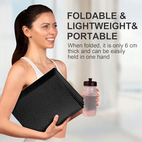 Flintronic Foldable Travel Mat, 4mm Thick Non-Slip TPE Mat for Yoga, Pilates, Fitness, Sports, Training - Black, 183 x 61 x 0.4CM — view 5