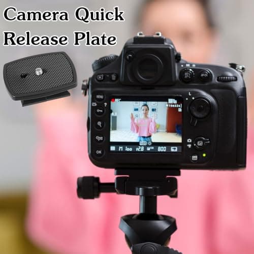 2 Pack Tripod Quick Release Plate Universal Camera Quick Release Plate with 1/4 Inch Screw Camera Mounting Adapter Ball Head Parts Replacement Adapters for Most Tripods Black — view 5