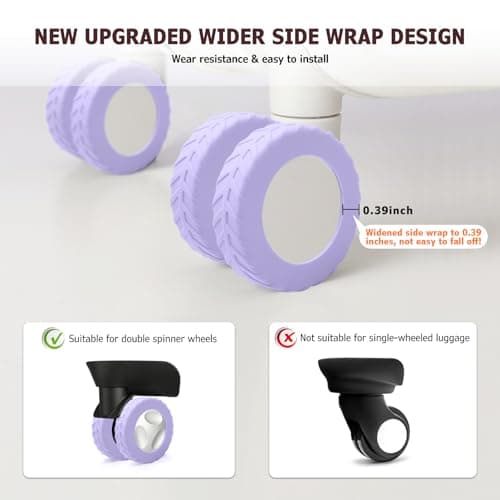 Luggage Wheel Covers, Anti Dust & Scratch, For 2-2.4" wheels - Purple — view 2