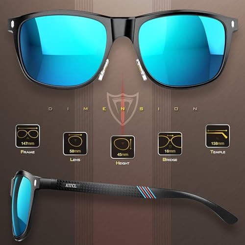 ATTCL Driving Polarised Sunglasses Mens UV400 Protection AL-MG Metal Square — view 3