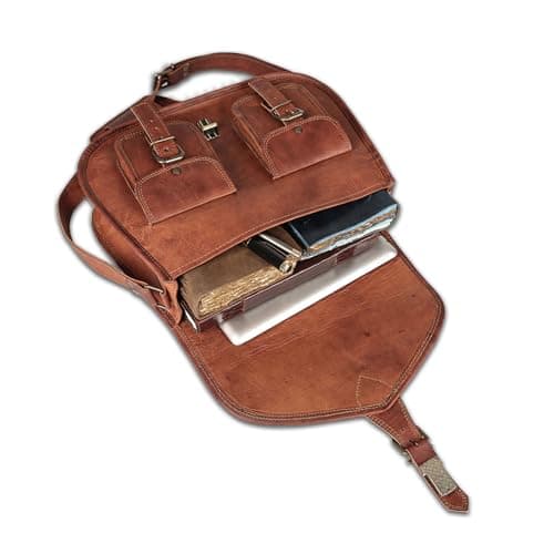 KPL 14 Inch Leather Purse Women Shoulder Bag Crossbody Satchel Ladies Tote Travel Purse Genuine Leather (Tan Brown) — view 4