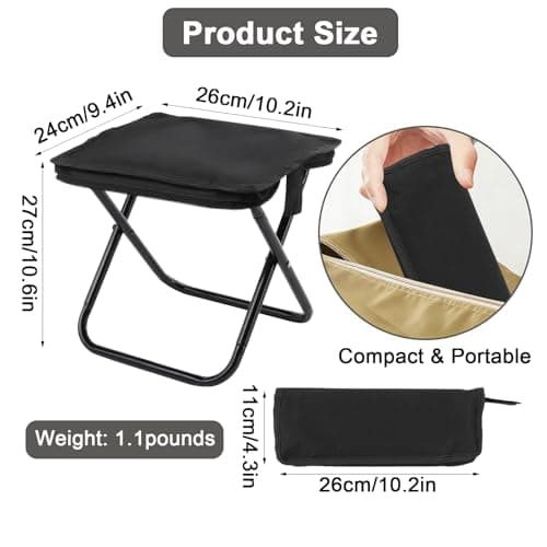 JINGIHE Folding Chair Portable Camping Stool Collapsible for Adults Black — view 3