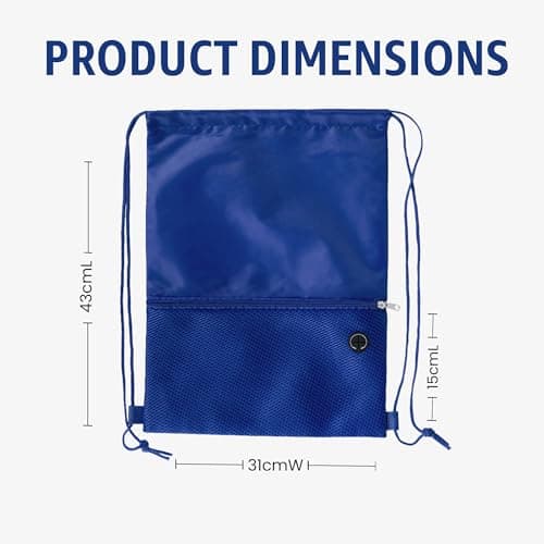 Bodygenix Unisex Drawstring Backpack for Sports – Lightweight Polyester Bag with Front Zip Pocket & Headphone Port – Waterproof Cinch String Bag for Sports, School, Swim, Travel & Beach Use - Blue — view 5