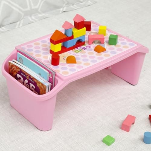 Oaqmvgin Kids Lap Desk Tray 2-Pack for Bed and Car - Pink Plastic Desk Top — view 4