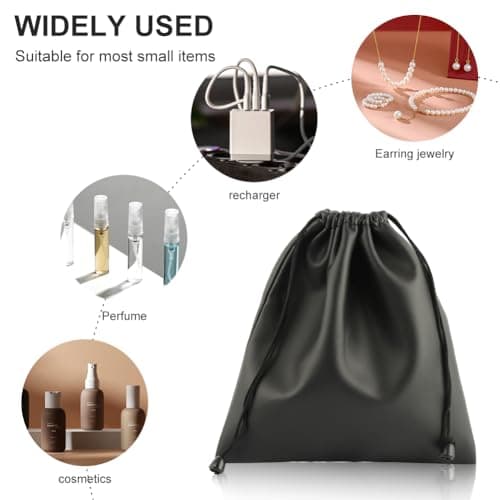 NHBETYS Headphone Storage Bag, 2 Pack Waterproof PU Leather Over-Ear Headphones Case Pouch with Drawstring, Gaming Headset Travel Carrying Case for Commuter, Gamer,7.8 x 8.6 inch — view 2