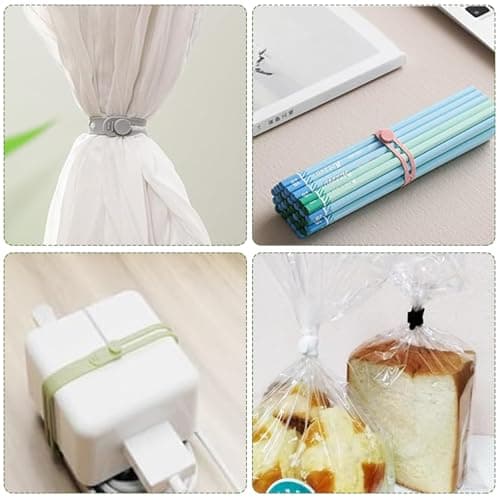 Pack of 30 Silicone Cable Ties, Reusable Cable Organiser, Adjustable Cable Ties for Home and Travel Charging Cables, Audio Cable and Network Cable Storage (Multi-Colour) — view 5