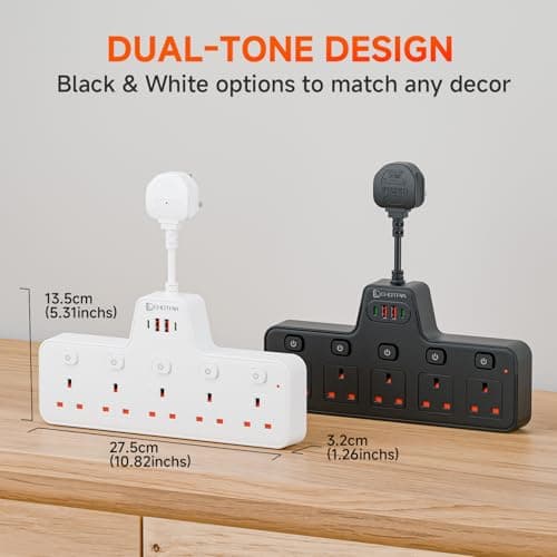 Power Strip Extension Socket 5 Way with Flexible Plug,Short Extension lead — view 5