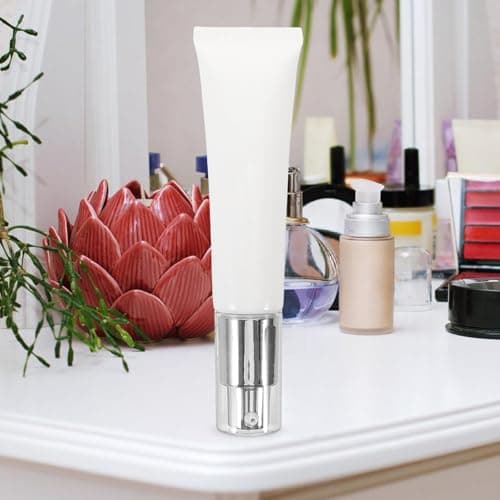 MAGICLULU White 35g Cosmetic Refillable Lotion Bottle with Silver Vacuum Aluminum Pump Head, Travel Size Squeeze Tube for Toiletries Storage and Makeup Cream Dispensing — view 4